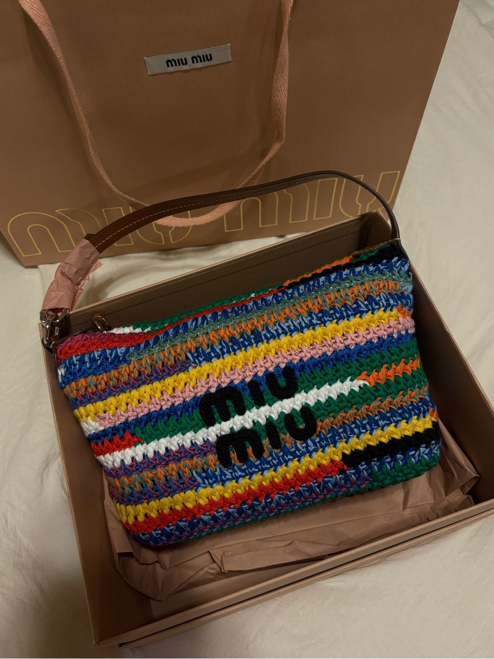 Miu Miu Multicolor Crochet Shoulder Bag